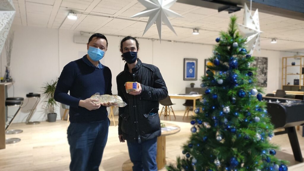 Ruben Sarfati et Eric JANVIER de l'association des Riverains de la Pie chez King immobilier pour le foie gras